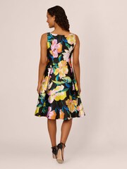 Adrianna Papell Printed Mikado Short Black Dress - Image 2 of 7