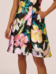 Adrianna Papell Printed Mikado Short Black Dress - Image 5 of 7