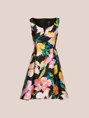 Adrianna Papell Printed Mikado Short Black Dress - Image 7 of 7