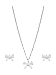Jon Richard Silver Tone Bow Earrings And Pendant Set with Gift Boxed - Image 1 of 3