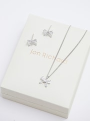 Jon Richard Silver Tone Bow Earrings And Pendant Set with Gift Boxed - Image 2 of 3