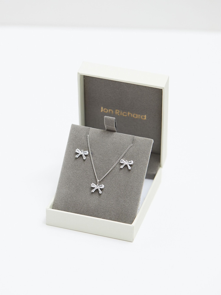 Jon Richard Silver Tone Bow Earrings And Pendant Set with Gift Boxed - Image 3 of 3