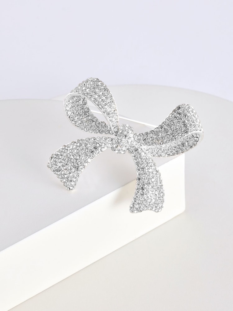 Jon Richard Silver Tone Crystal Bow Gift Boxed Brooch - Image 1 of 3