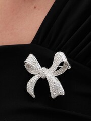 Jon Richard Silver Tone Crystal Bow Gift Boxed Brooch - Image 2 of 3