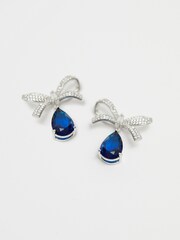 Jon Richard Silver Tone Cubic Zirconia Bow And Blue Peardrop Earrings - Image 2 of 3