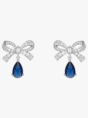 Jon Richard Silver Tone Cubic Zirconia Bow And Blue Peardrop Earrings - Image 3 of 3