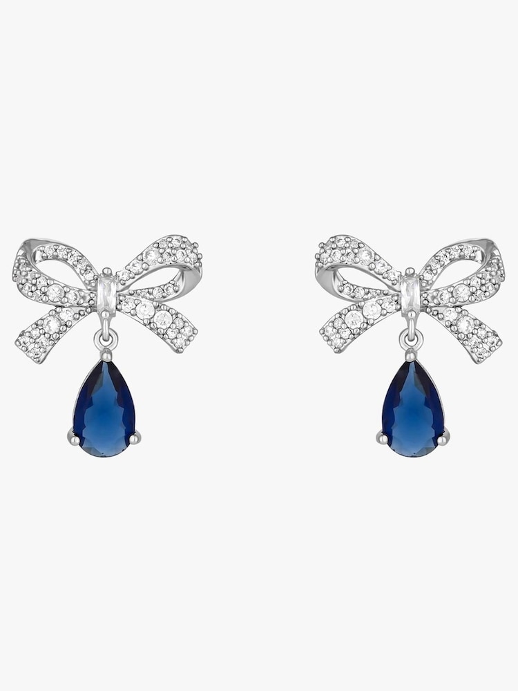 Jon Richard Silver Tone Cubic Zirconia Bow And Blue Peardrop Earrings - Image 3 of 3