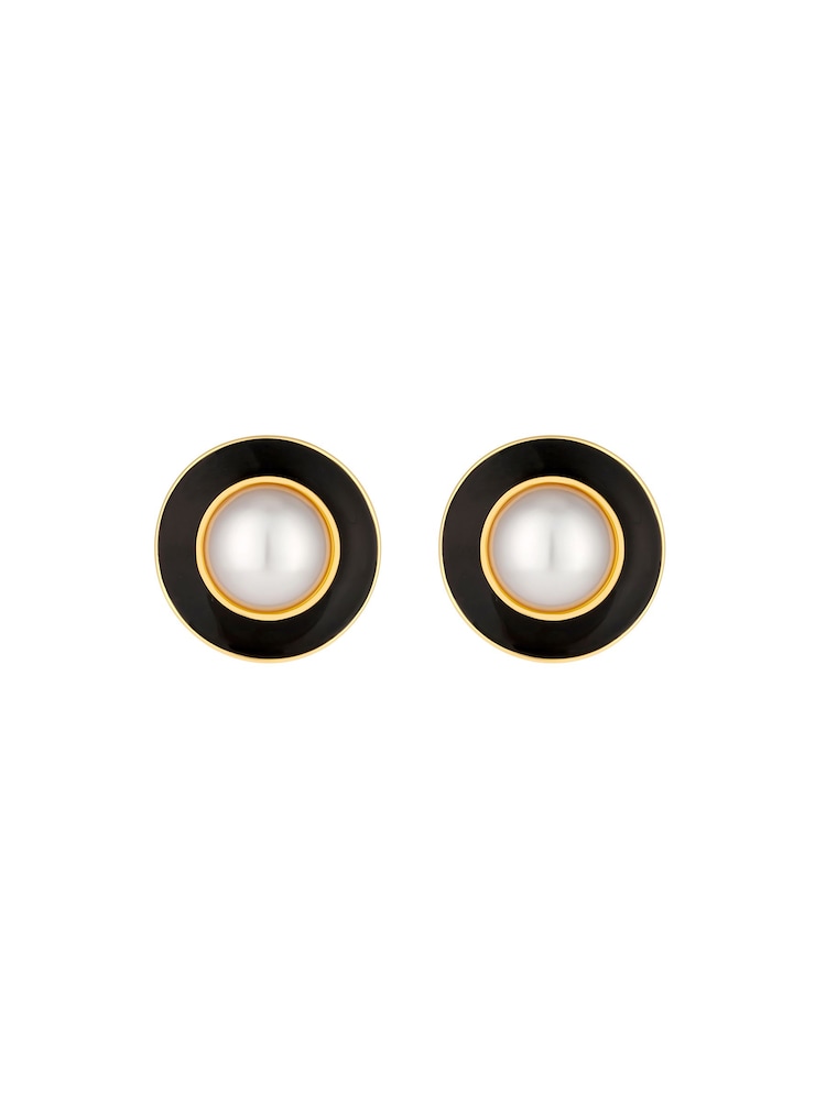 Jon Richard Gold Tone Vintage Inspired Pearl and Enamel Clip Earrings - Image 3 of 3