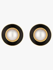 Jon Richard Gold Tone Vintage Inspired Pearl and Enamel Clip Earrings - Image 4 of 4
