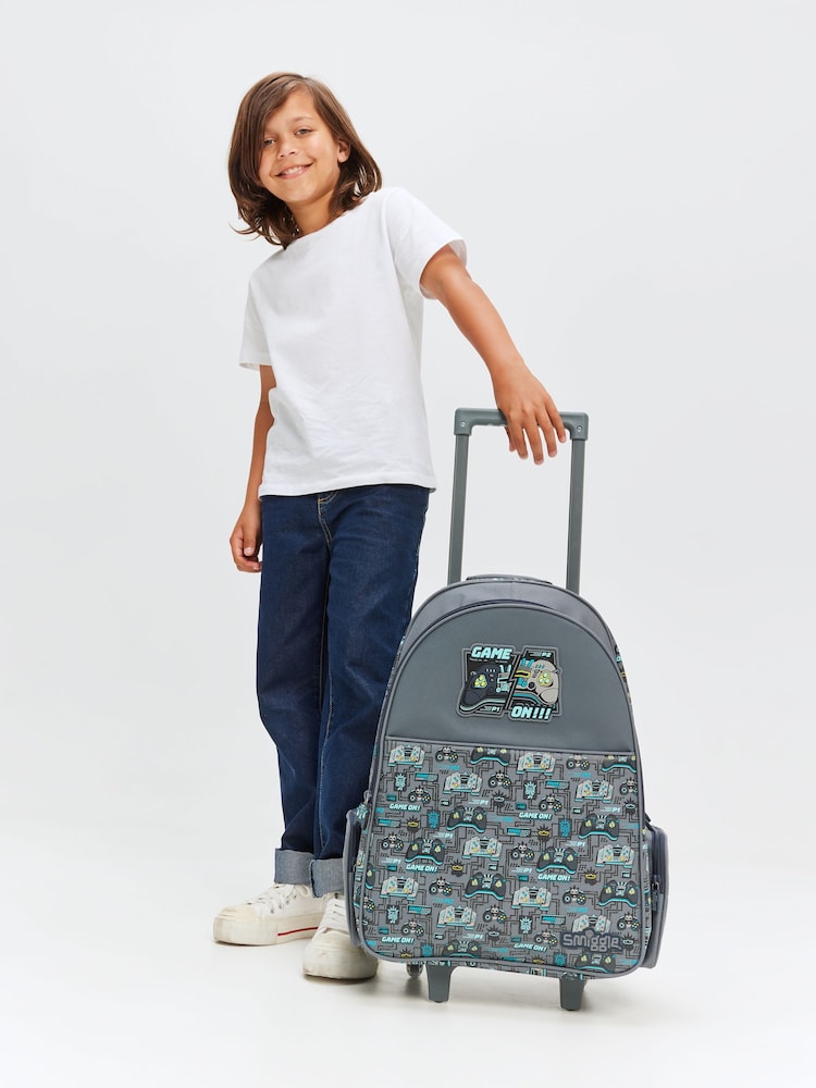 Smiggle Grey Epic Adventures Suitcase Trolley Backpack With Light Up Wheels - Image 2 of 6