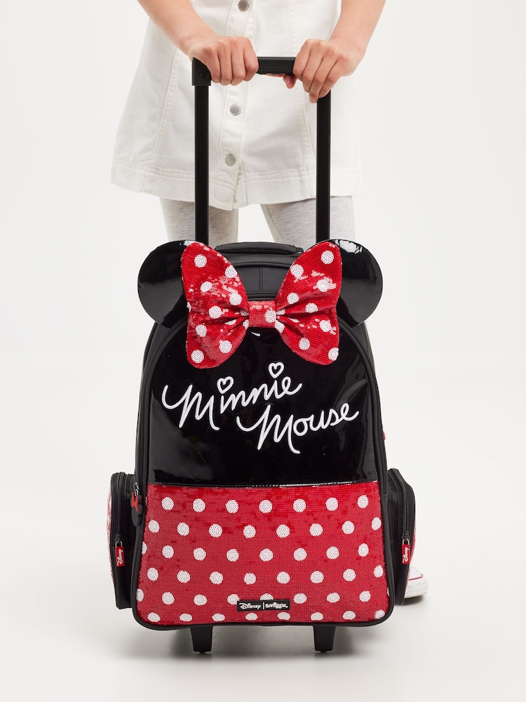 Smiggle Red Minnie Mouse Suitcase Trolley Backpack With Light Up Wheels - Image 1 of 6