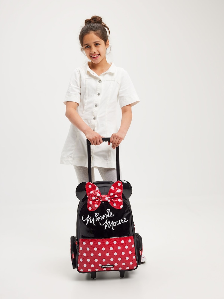 Smiggle Red Minnie Mouse Suitcase Trolley Backpack With Light Up Wheels - Image 2 of 6
