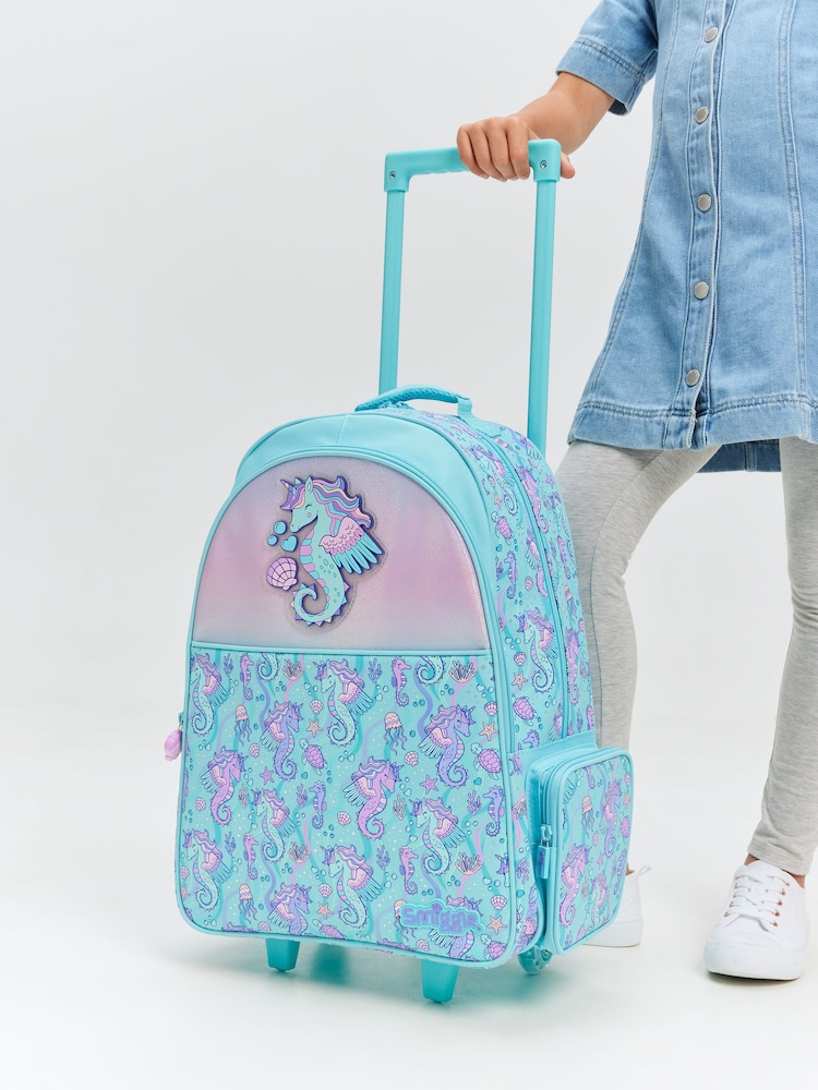 Smiggle Blue Epic Adventures Suitcase Trolley Backpack With Light Up Wheels - Image 2 of 6