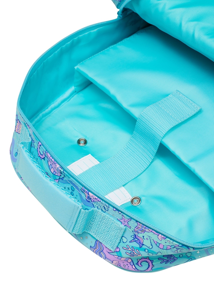 Smiggle Blue Epic Adventures Suitcase Trolley Backpack With Light Up Wheels - Image 4 of 6