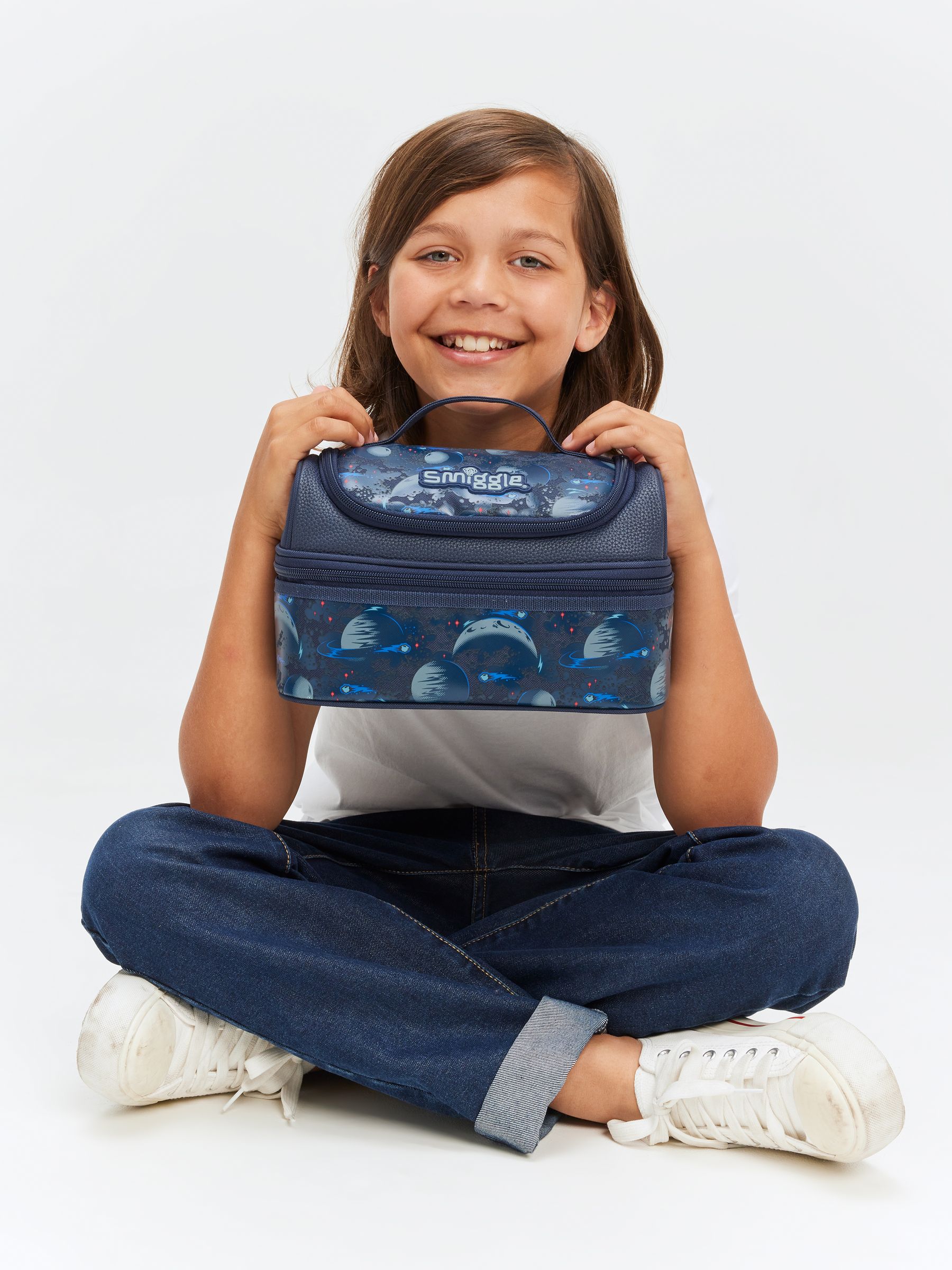 Smiggle Blue Epic Adventures Double Decker Lunchbox