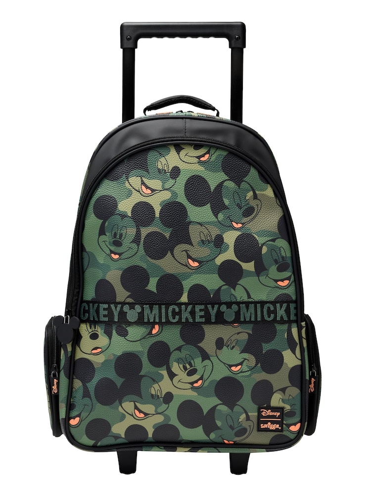 Smiggle Green Mickey Mouse Suitcase Trolley Backpack with Light Up Wheels - Image 1 of 4