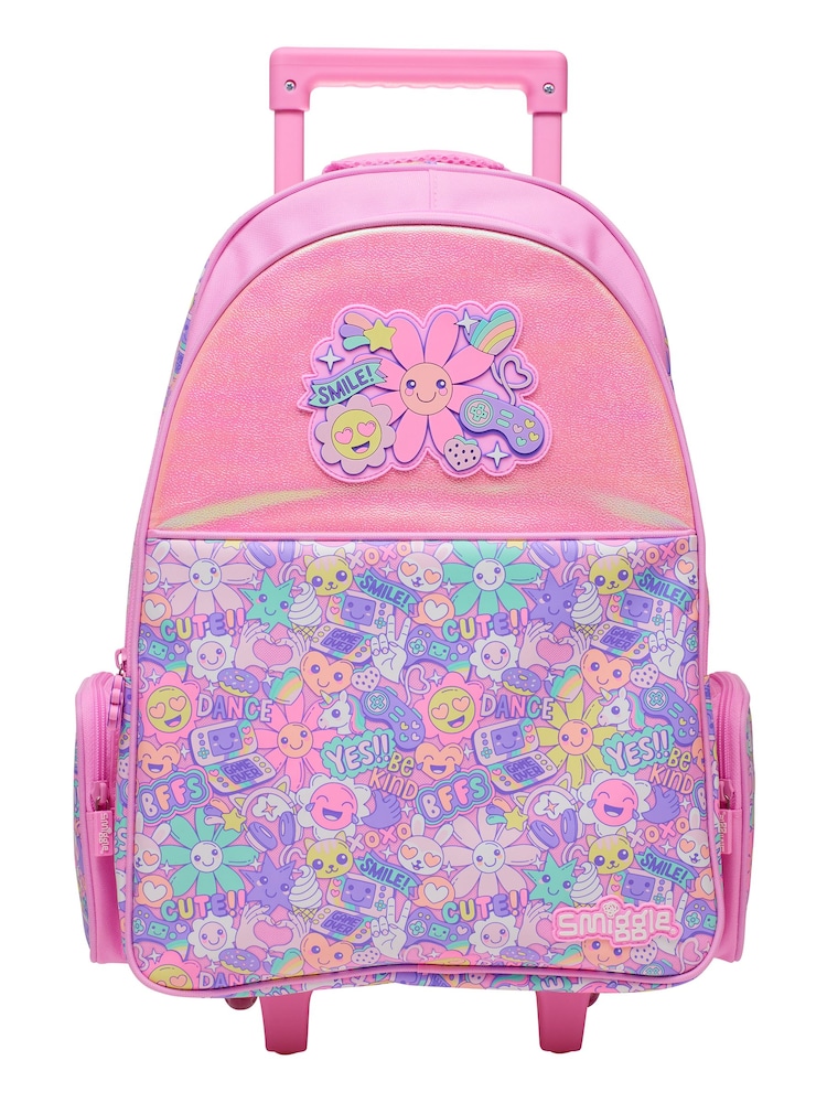 Smiggle Pink Epic Adventures Suitcase Trolley Backpack With Light Up Wheels - Image 1 of 6
