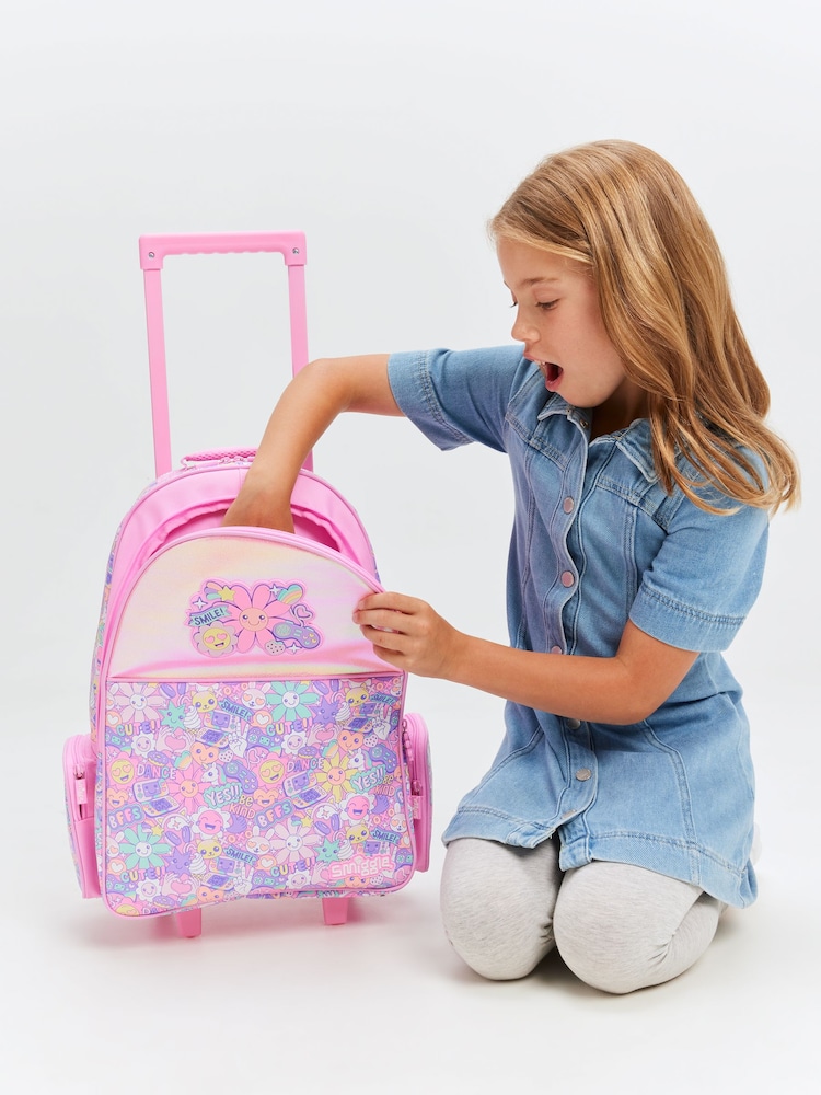 Smiggle Pink Epic Adventures Suitcase Trolley Backpack With Light Up Wheels - Image 6 of 6