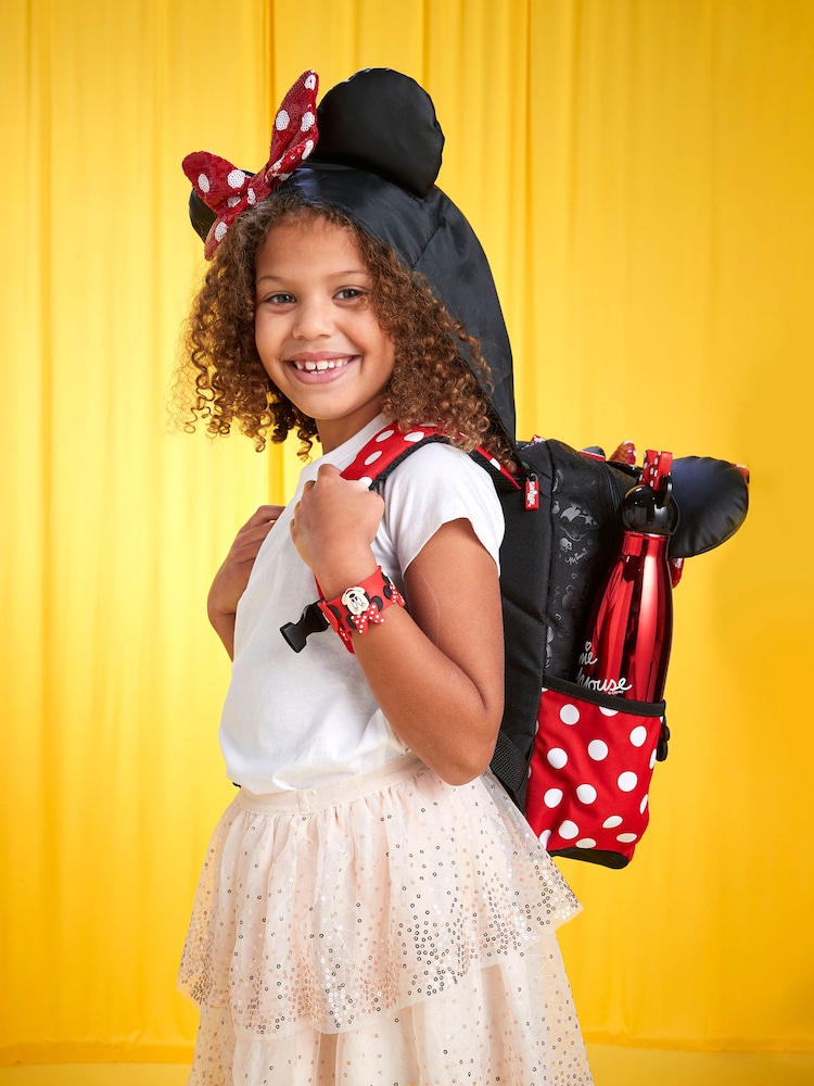 Smiggle Red Minnie Mouse Junior Character Hoodie Backpack - Image 1 of 4