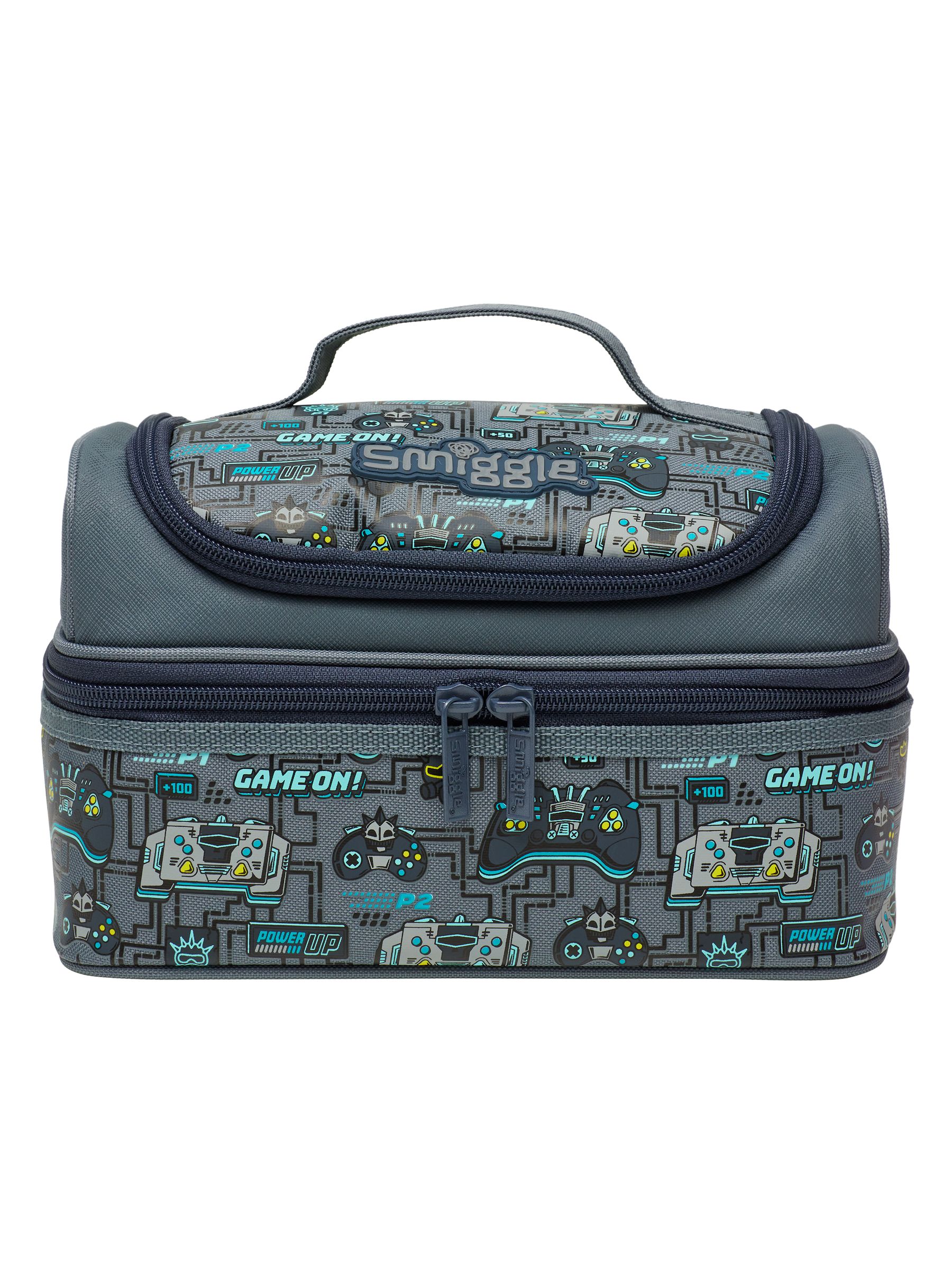 Smiggle Grey Epic Adventures Double Decker Lunchbox