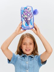 Fioletowy - Smiggle Epic Adventures Character Pocket Pencil Case - Image 4 of 4