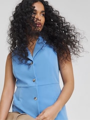 Simply Be Blue Sleeveless Waistcoat Dress - Image 4 of 4