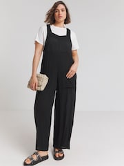 Simply Be Black Crinkle Wide Leg Jumpsuit - Image 3 of 4