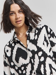 Simply Be Oversize-Hemd aus Leinen mit Mono-Print - Bild 4 von 4