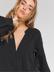 Simply Be Black Cheesecloth Boxy Shirt - Image 4 of 4