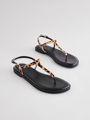 Leopard Forever Comfort® Standard/Wide Fit Toe Thong Leather Sandals - Image 1 of 5