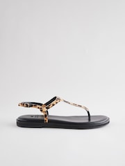 Leopard Forever Comfort® Standard/Wide Fit Toe Thong Leather Sandals - Image 2 of 5