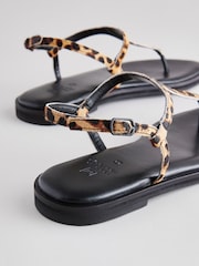 Leopard Forever Comfort® Standard/Wide Fit Toe Thong Leather Sandals - Image 3 of 5
