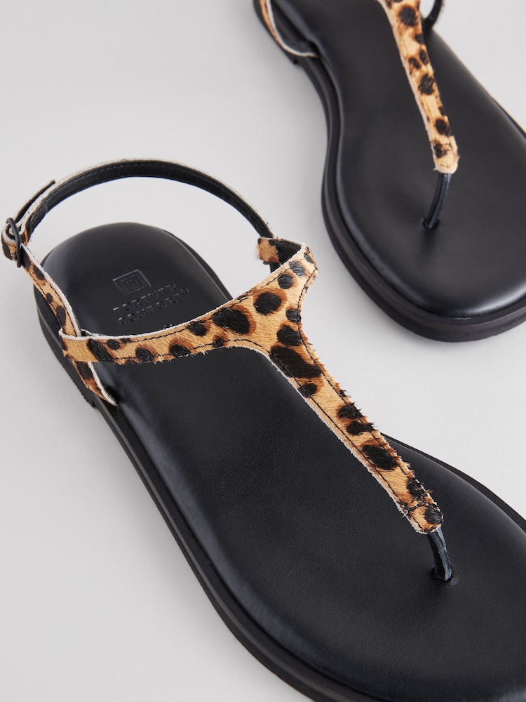 Leopard Forever Comfort® Standard/Wide Fit Toe Thong Leather Sandals - Image 5 of 5