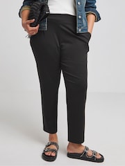 Simply Be Black Ponte Tapered Trousers - Image 1 of 4