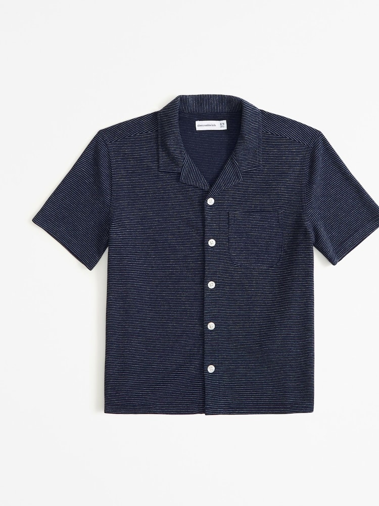 Abercrombie & Fitch Relaxed Fit Navy Shirt - Image 1 of 2 Abercrombie & Fitch Relaxed Fit Navy Shirt - Image 1 of 2