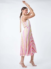 Roman Multi Stripe Print Pleated Midi Dress - Image 2 of 5