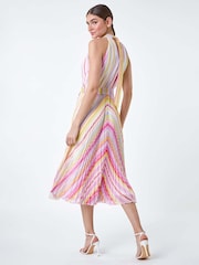 Roman Multi Stripe Print Pleated Midi Dress - Image 3 of 5