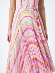 Roman Multi Stripe Print Pleated Midi Dress - Image 5 of 5