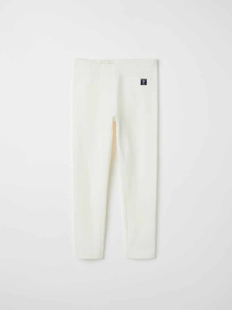 Polarn O. Pyret White Organic Cotton Plain Leggings - Image 1 of 2