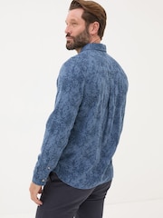 FatFace Blue Long Sleeve Leaf Print 100% Cotton Shirt - Image 2 of 5
