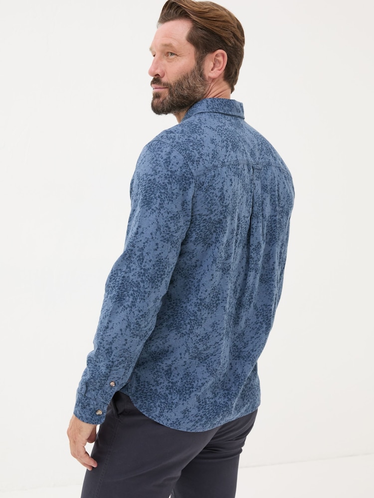 FatFace Blue Long Sleeve Leaf Print 100% Cotton Shirt - Image 2 of 5 FatFace Blue Long Sleeve Leaf Print 100% Cotton Shirt - Image 2 of 5