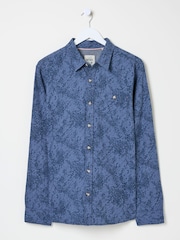 FatFace Blue Long Sleeve Leaf Print 100% Cotton Shirt - Image 5 of 5