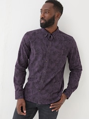 FatFace Purple Long Sleeve Floral Print 100% Cotton Shirt - Image 1 of 6