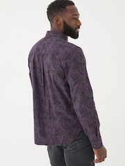 FatFace Purple Long Sleeve Floral Print 100% Cotton Shirt - Image 2 of 6