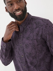 FatFace Purple Long Sleeve Floral Print 100% Cotton Shirt - Image 3 of 6