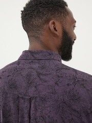 FatFace Purple Long Sleeve Floral Print 100% Cotton Shirt - Image 4 of 6