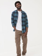 FatFace Teal Blue Long Sleeve Selby Check 100% Cotton Shirt - Image 3 of 7