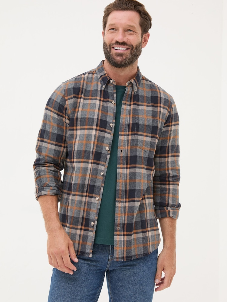 FatFace Grey Long Sleeve Selby Check 100% Cotton Shirt - Image 1 of 5