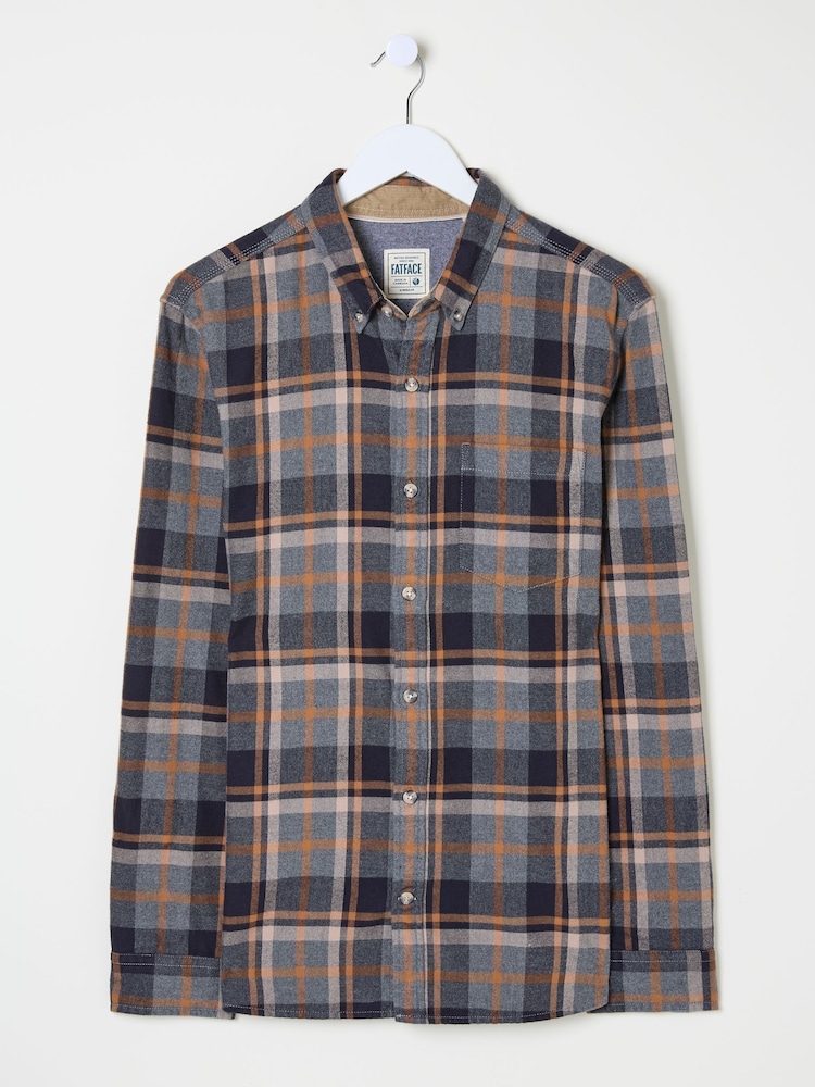 FatFace Grey Long Sleeve Selby Check 100% Cotton Shirt - Image 5 of 5