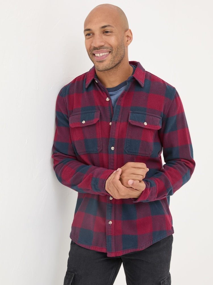FatFace Dark Red Long Sleeve Big Buffalo 100% Cotton Shirt - Image 1 of 3 FatFace Dark Red Long Sleeve Big Buffalo 100% Cotton Shirt - Image 1 of 3